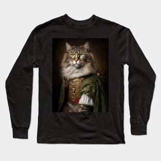 Royal Portrait of a Norwegian Forest Cat Long Sleeve T-Shirt